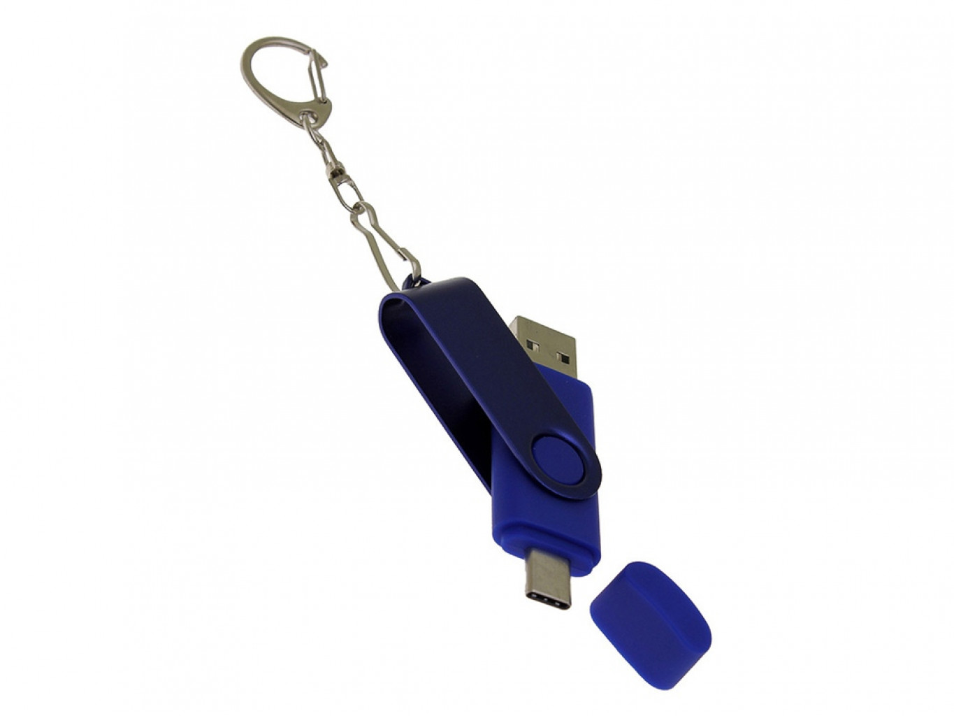 USB 2.0- флешка на 8 Гб с поворотным механизмом и дополнительным разъемом Type-C