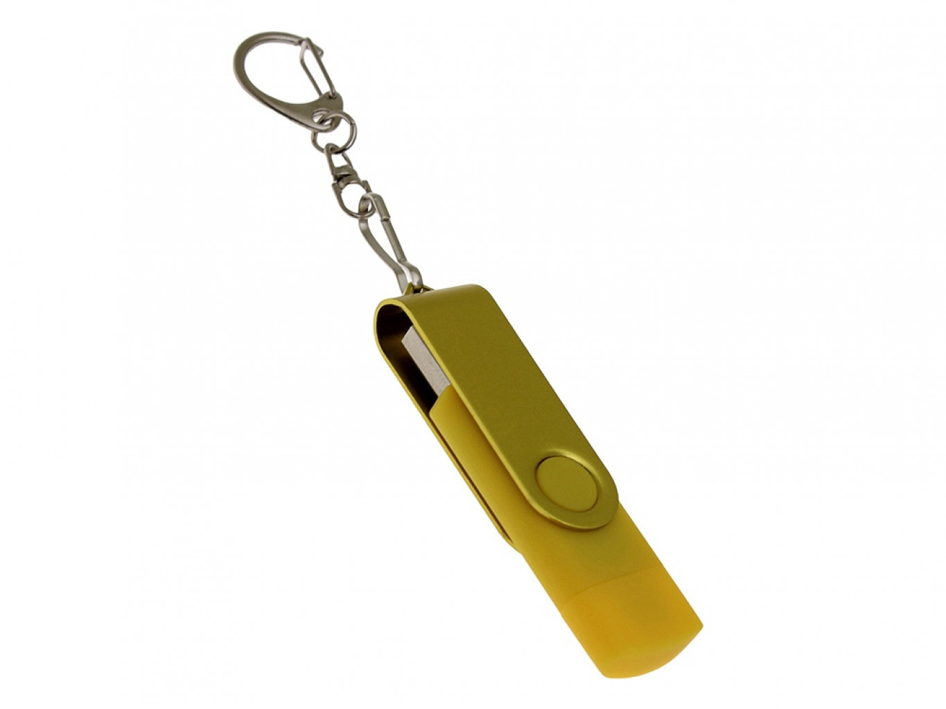 USB 2.0- флешка на 64 Гб с поворотным механизмом и дополнительным разъемом Type-C