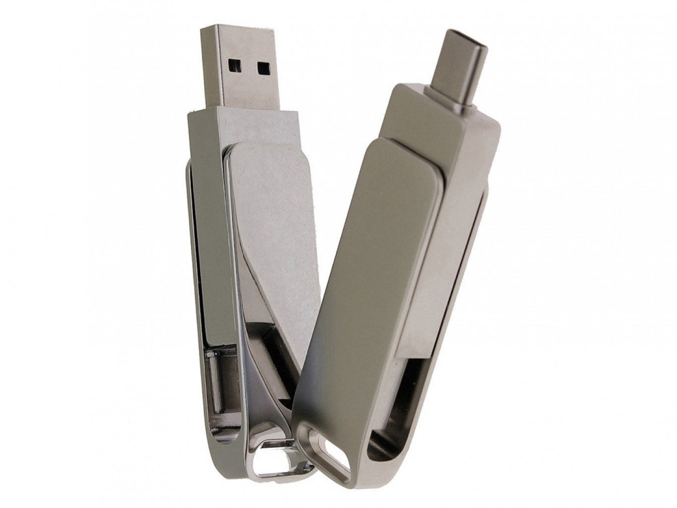 USB 3.0- флешка на 32 Гб с поворотным механизмом и дополнительным разъемом Type-C