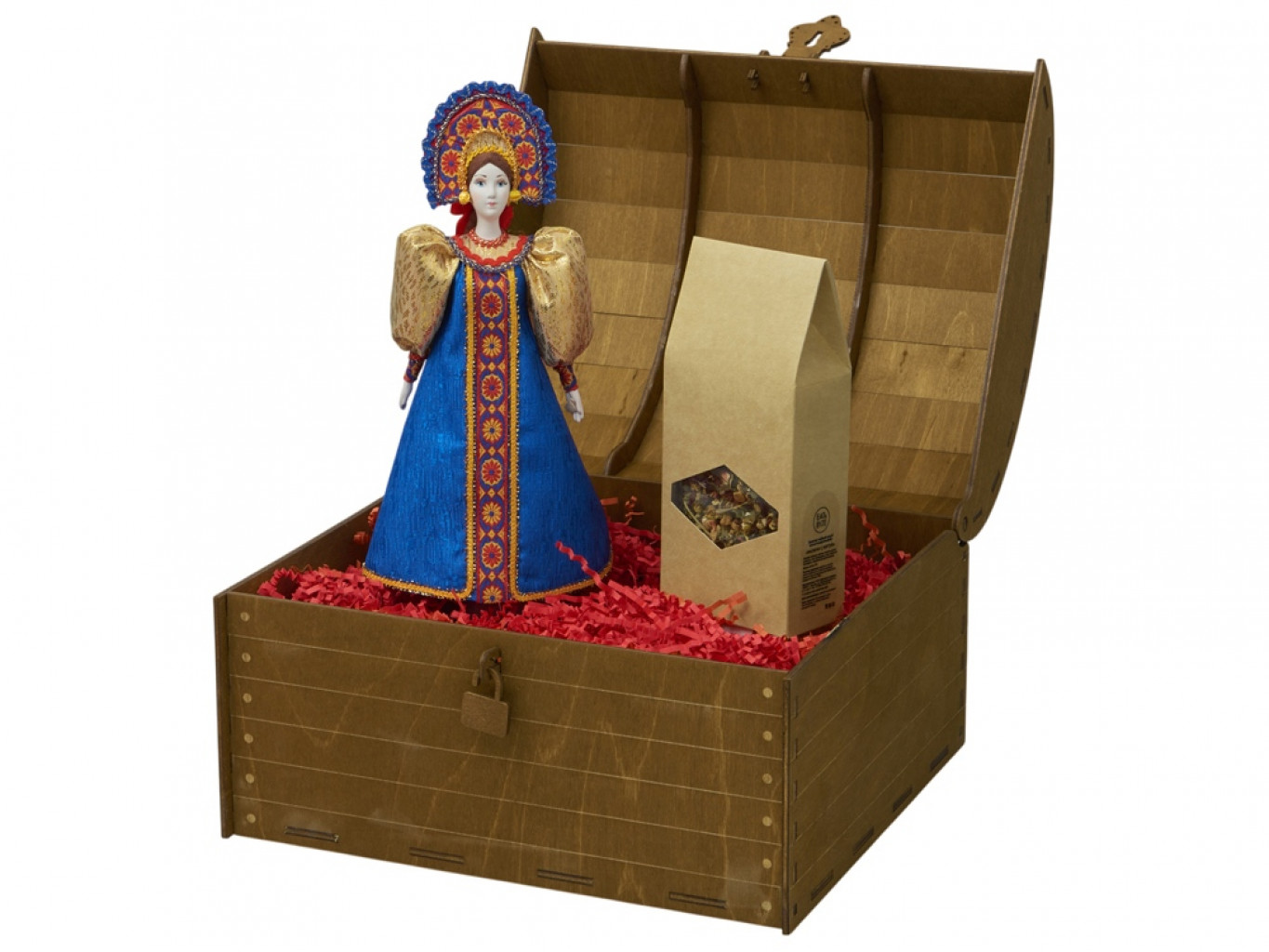 Подарочный набор: кукла фарфоровая, чай Подарочный набор: кукла фарфоровая, чай