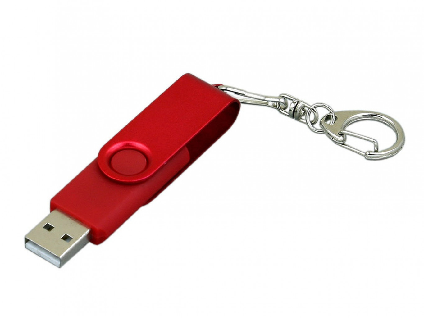 USB 2.0- флешка промо на 64 Гб с поворотным механизмом и однотонным металлическим клипом