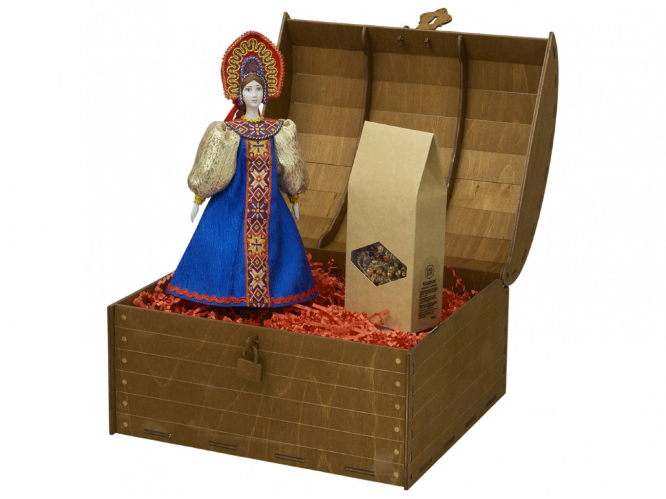 Подарочный набор: кукла фарфоровая, чай Подарочный набор: кукла фарфоровая, чай