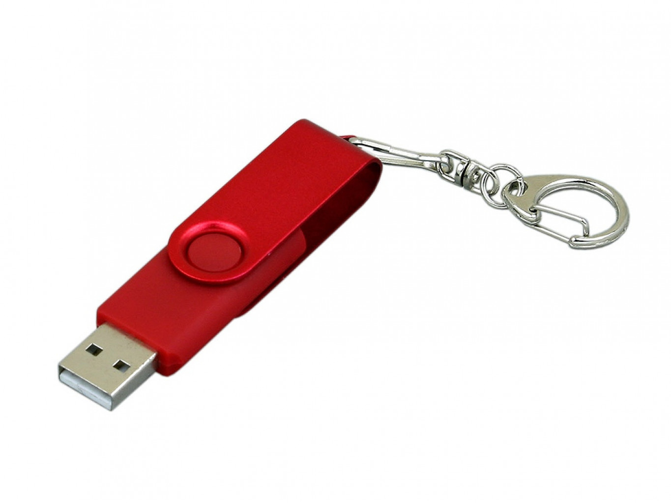 USB 2.0- флешка промо на 16 Гб с поворотным механизмом и однотонным металлическим клипом