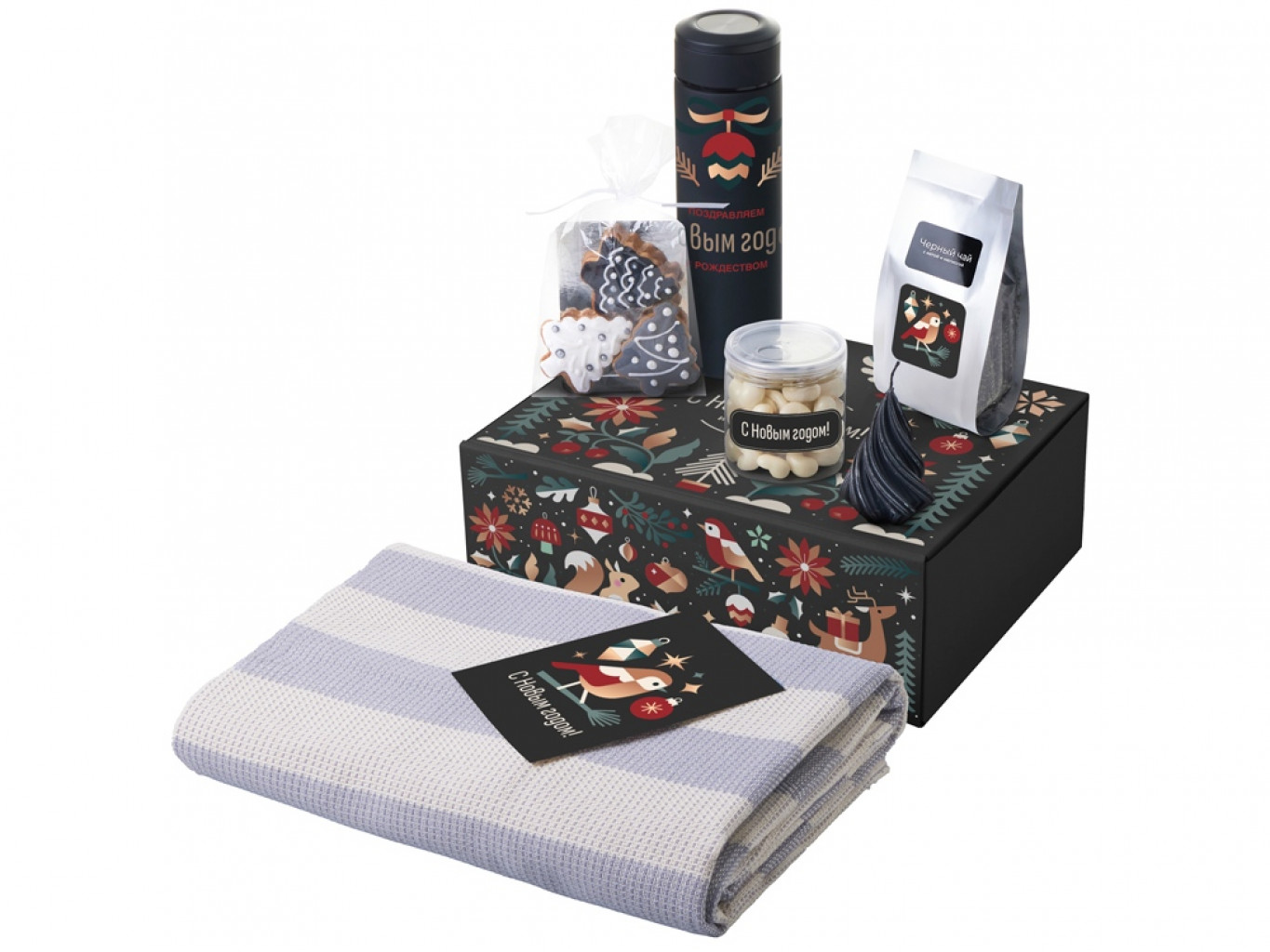 Подарочный набор «Re:Warm» с пледом, термосом и свечой