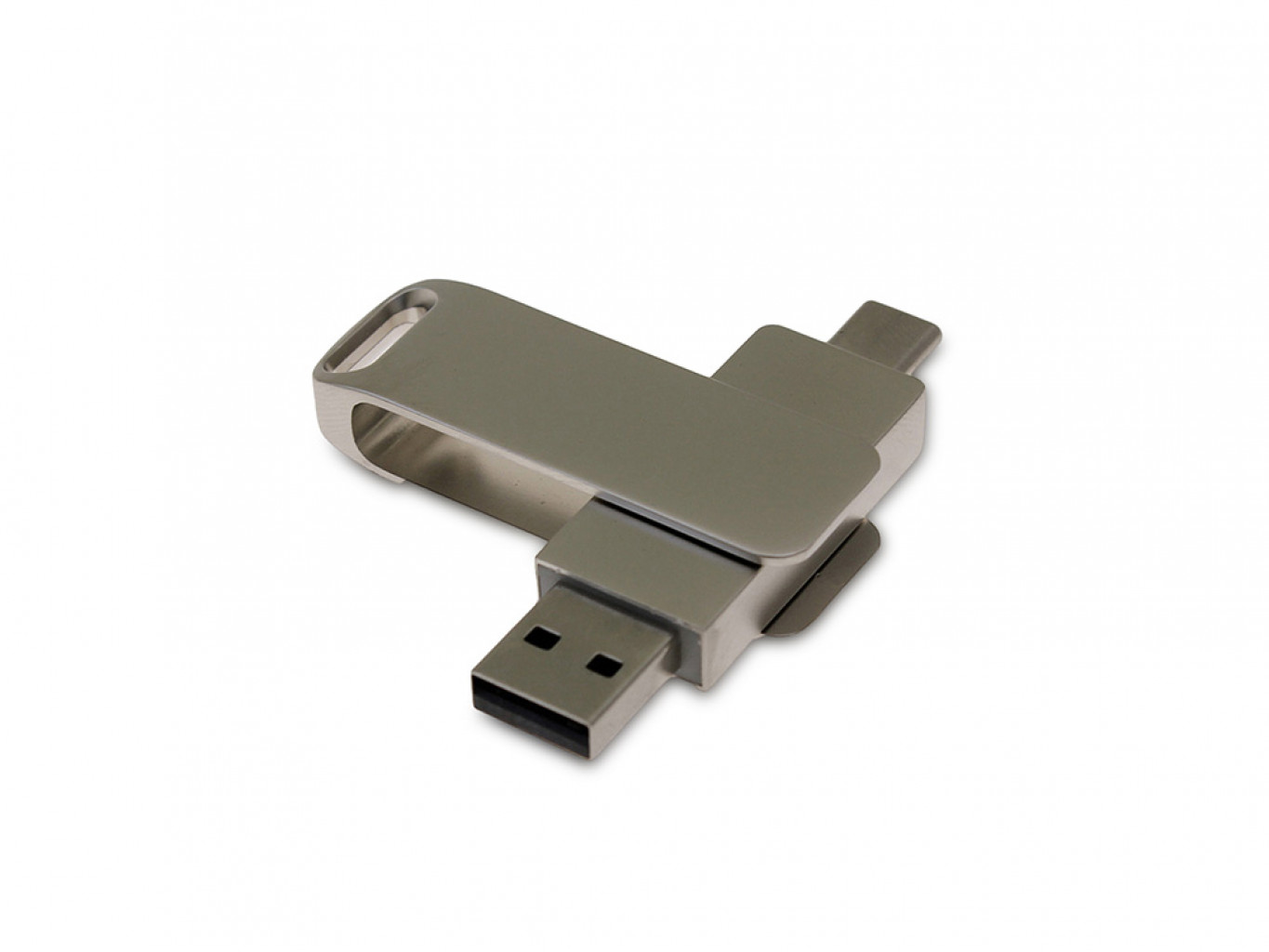 USB 3.0- флешка на 64 Гб с поворотным механизмом и дополнительным разъемом Type-C