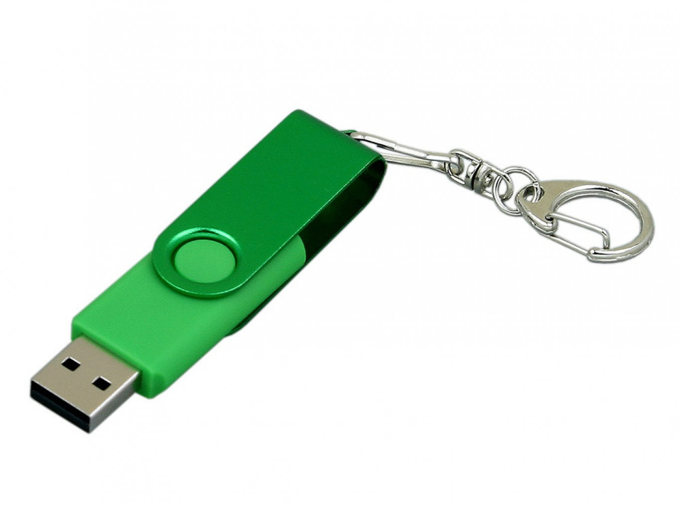 USB 2.0- флешка промо на 64 Гб с поворотным механизмом и однотонным металлическим клипом