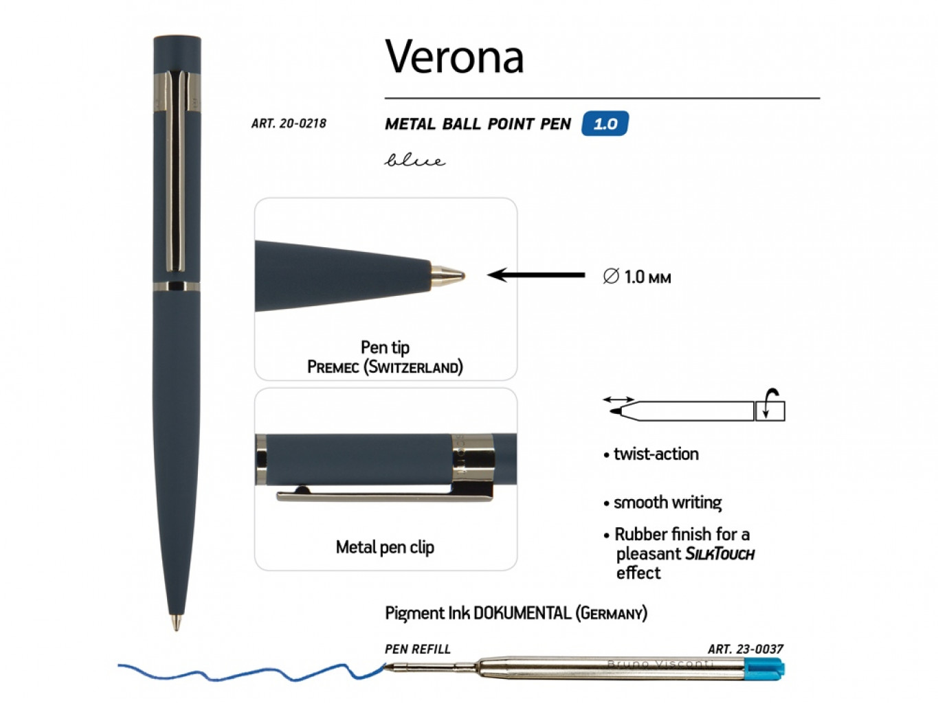 Ручка металлическая шариковая «Verona»