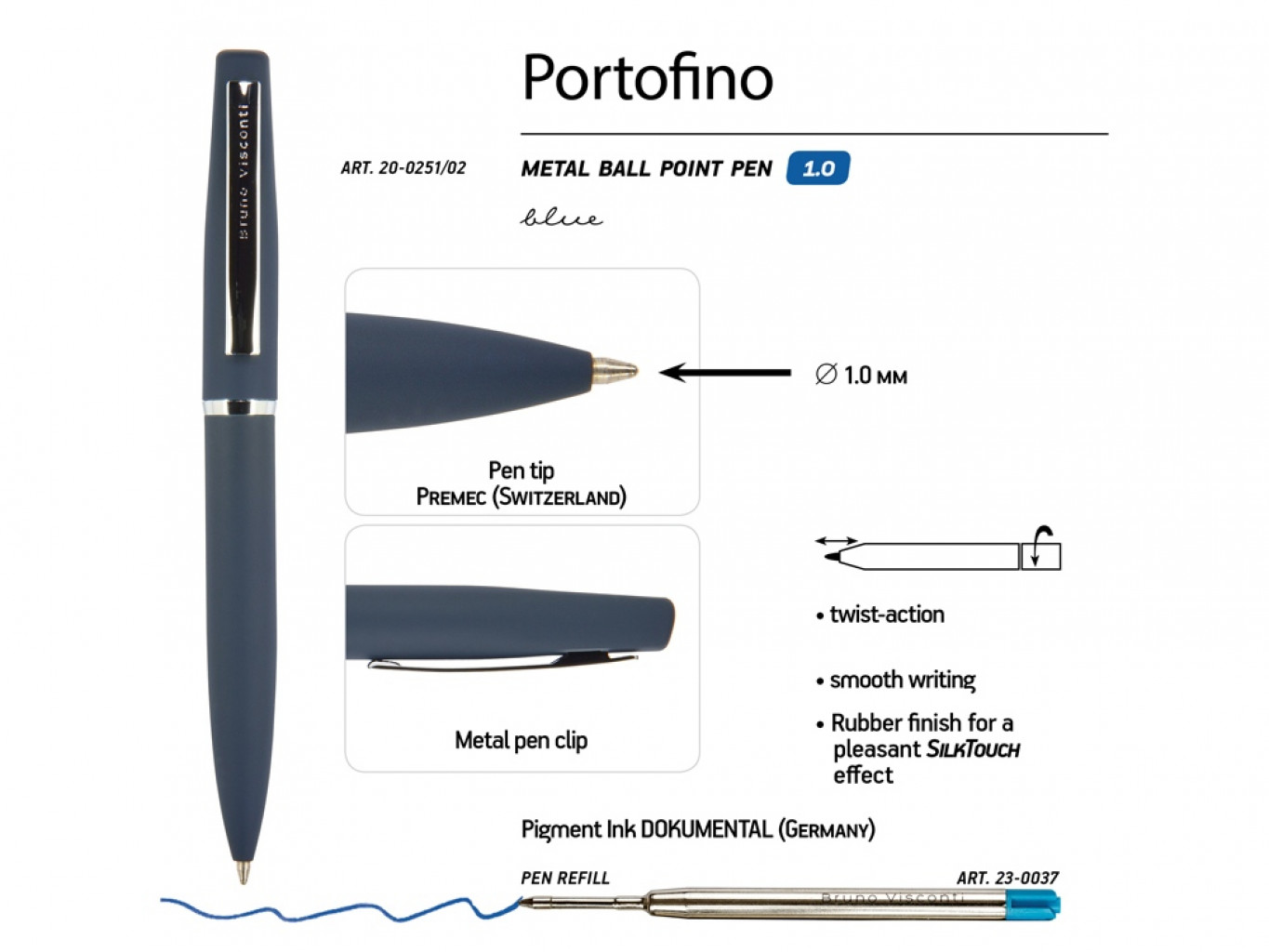 Ручка металлическая шариковая «Portofino»