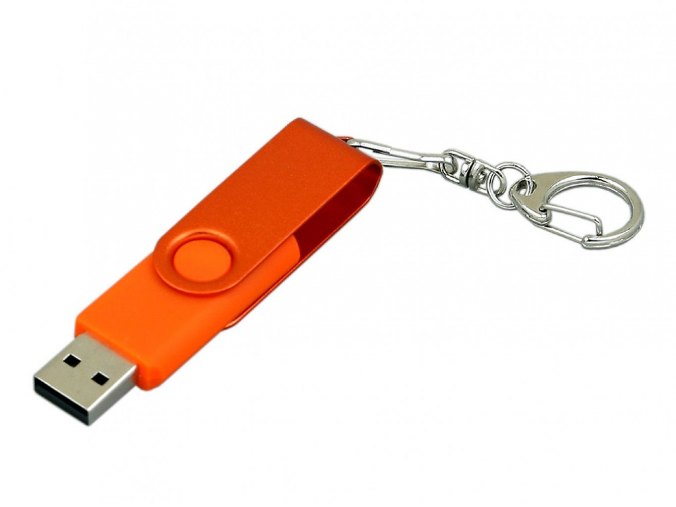 USB 2.0- флешка промо на 64 Гб с поворотным механизмом и однотонным металлическим клипом