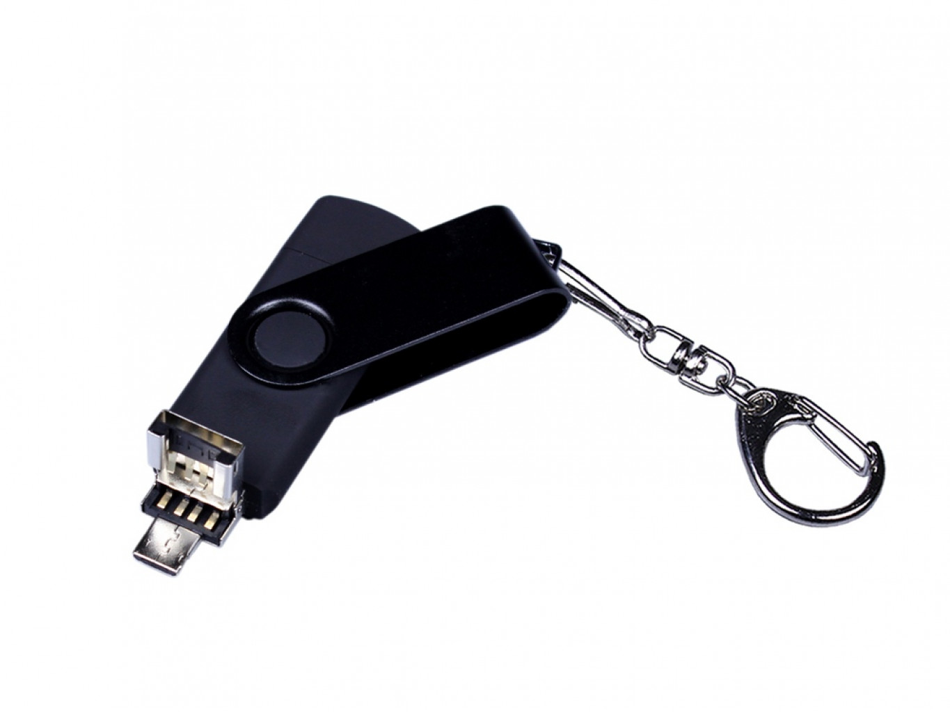 USB 2.0/micro USB/Type-С- флешка на 64 Гб 3-в-1 с поворотным механизмом