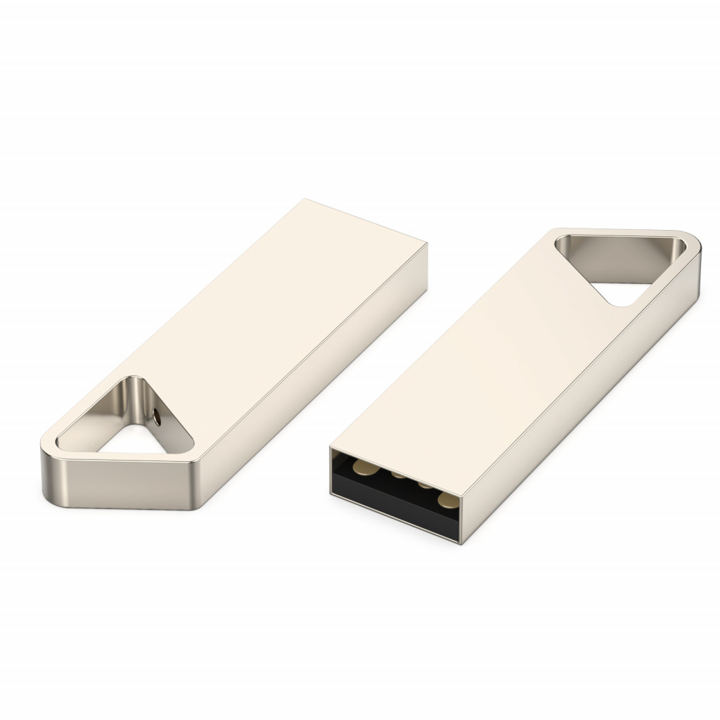 USB flash-карта SPLIT (32Гб), серебристая, 3,6х1,2х0,5 см, металл