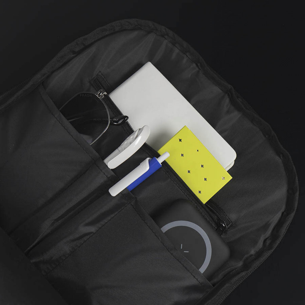 Расширяющийся водостойкий рюкзак "Slim", чёрный, 45х30х6 см, ткань верха: 100% полиэстер 1680 D