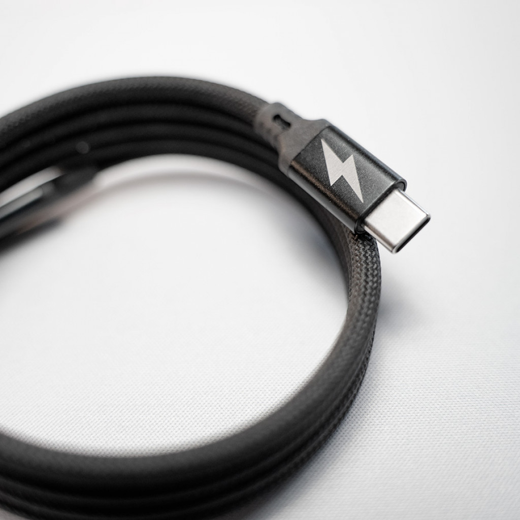 Кабель COIL магнитный для зарядки и передачи данных, 100Вт, 480Мб/с, нейлоновая оплетка, черный