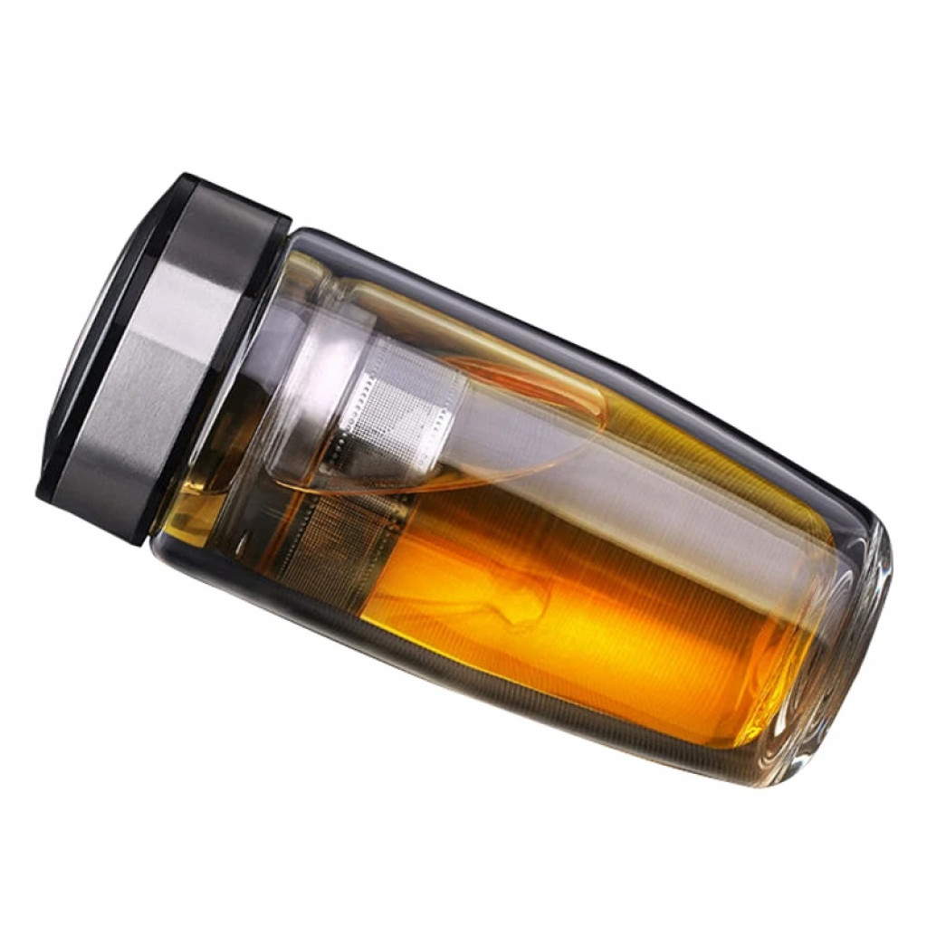 Термокружка с двойным стеклом Oneisall Glass Bottle With Burn Protection Leather