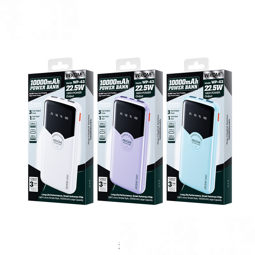 Внешний аккумулятор WEKOME Power Bank 10000mAh (WP-43) Внешний аккумулятор WEKOME Power Bank 10000mAh (WP-43)