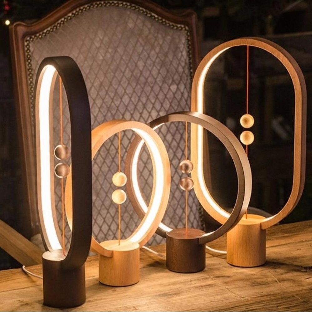 Настольная лампа с левитирующим выключателем Xiaomi Allocacoc Heng Balance Lamp Ellipse Light Wood (DH0037LW)