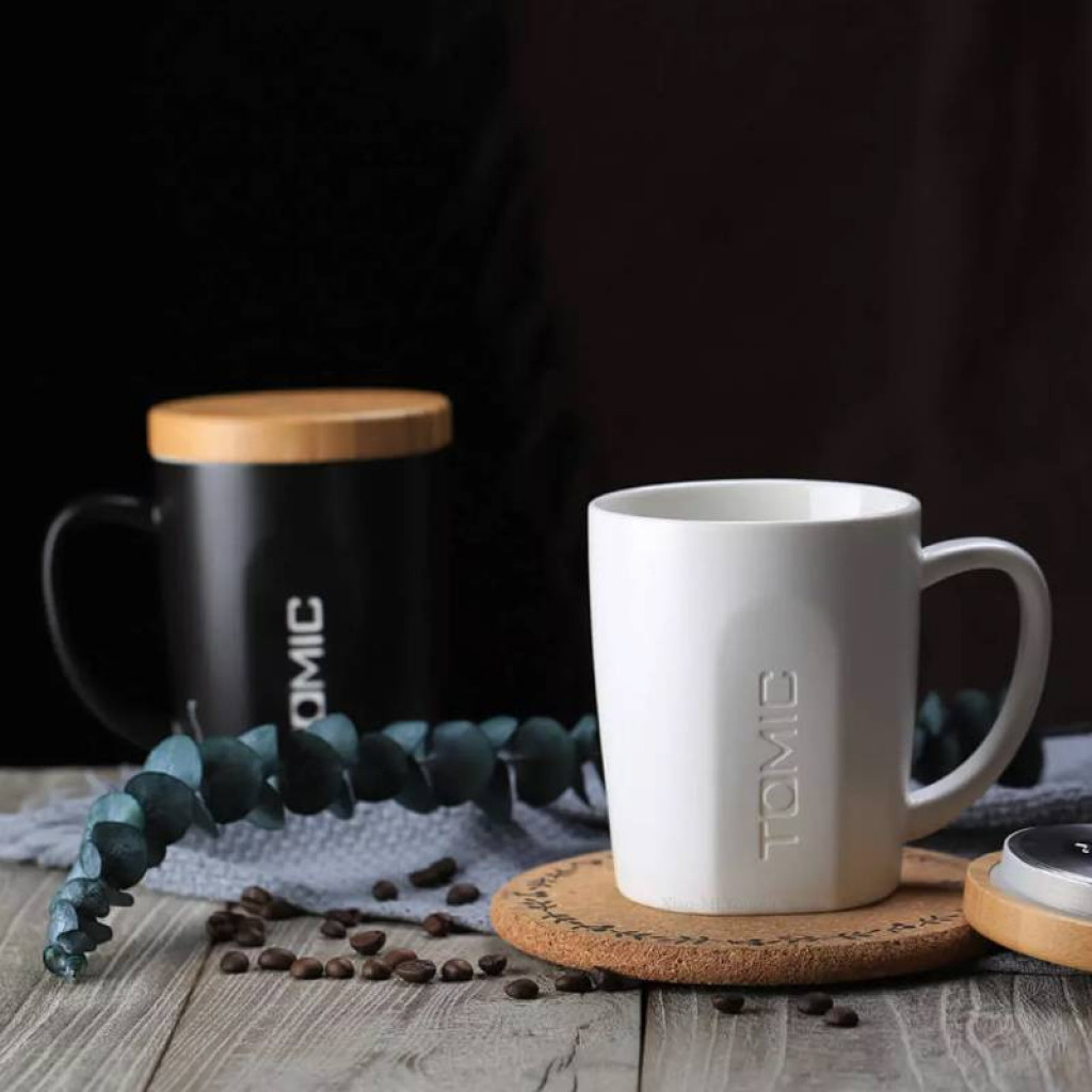 Керамическая кружка Xiaomi Tomic Ceramic Cup With Bamboo Cover And Wooden Handle