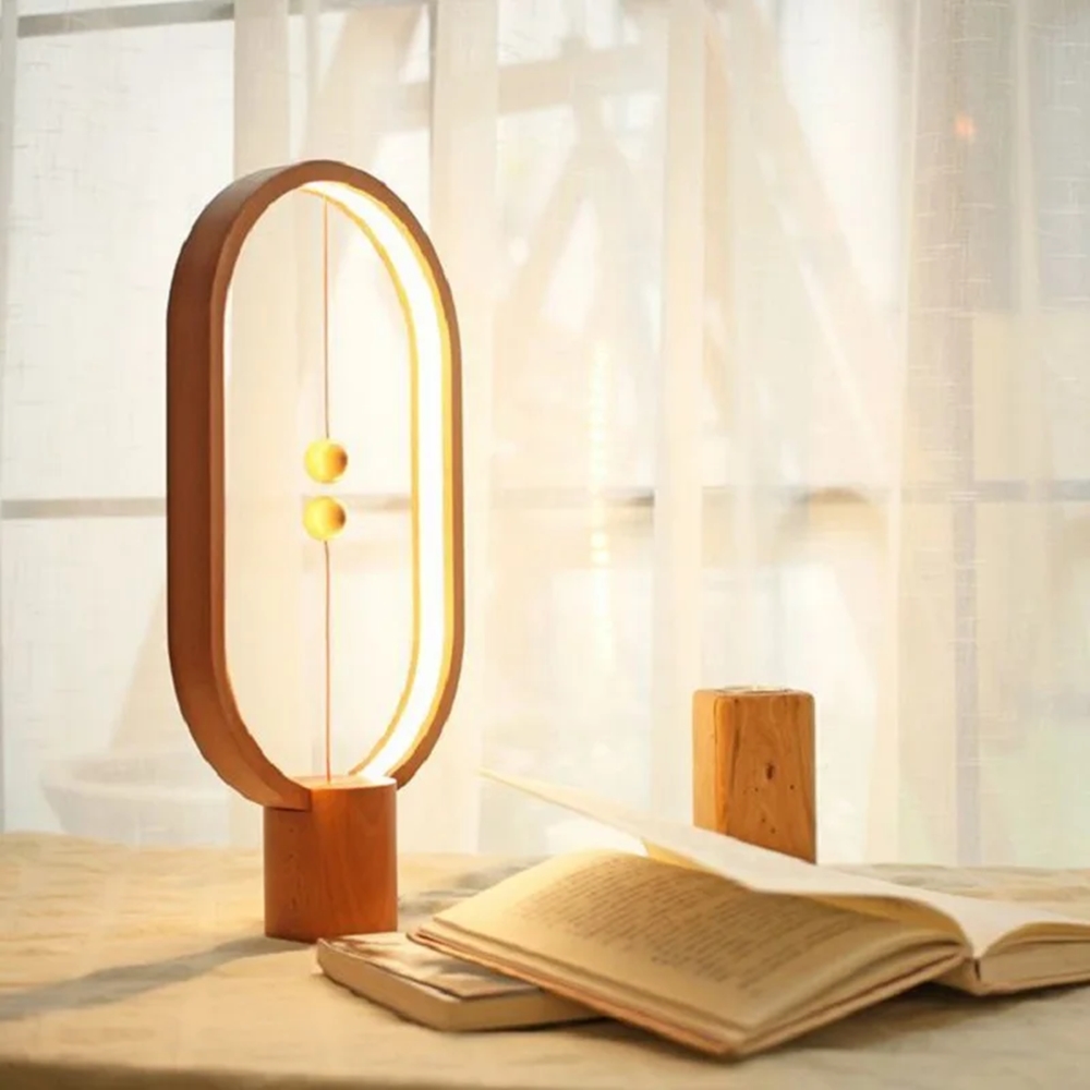 Настольная лампа с левитирующим выключателем Xiaomi Allocacoc Heng Balance Lamp Ellipse Light Wood (DH0037LW)