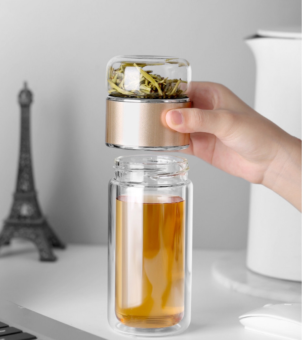 Чайная бутылка с двойным стеклом ситечком Xiaomi Qwerty Tea Bottle With Double Glass