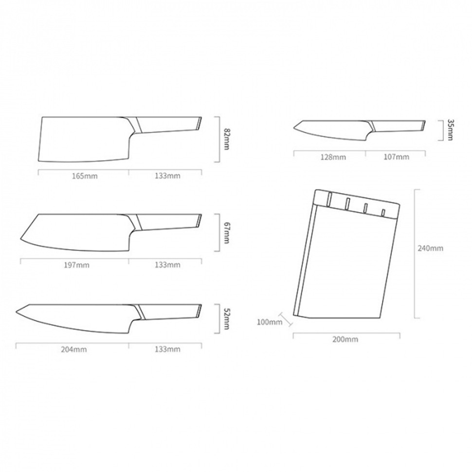 Набор стальных ножей Xiaomi Huo Hou Composite Steel Kitchen Knife Set (HU0033)