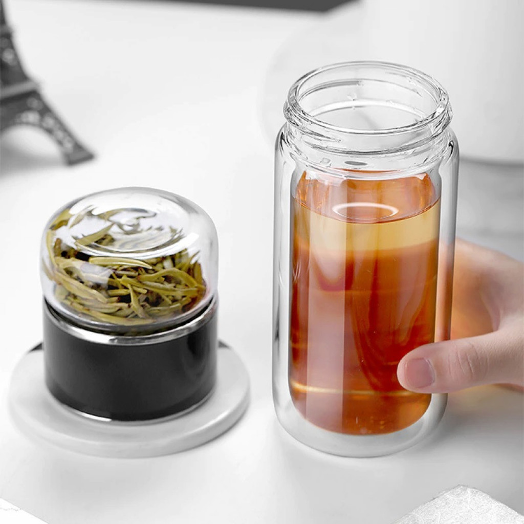 Чайная бутылка с двойным стеклом ситечком Xiaomi Qwerty Tea Bottle With Double Glass