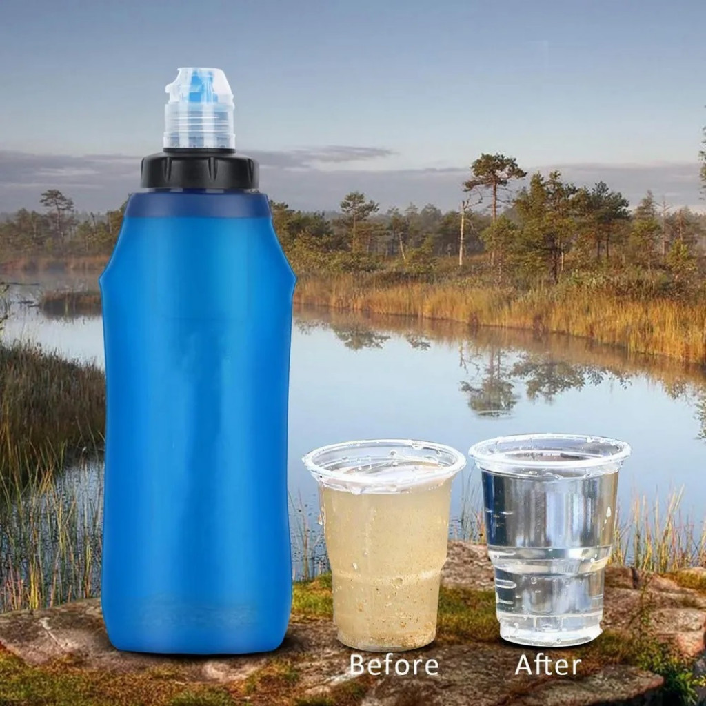 Складная бутылка для воды с фильтром 600 мл Qwerty Collapsible Water Bottle With Filter