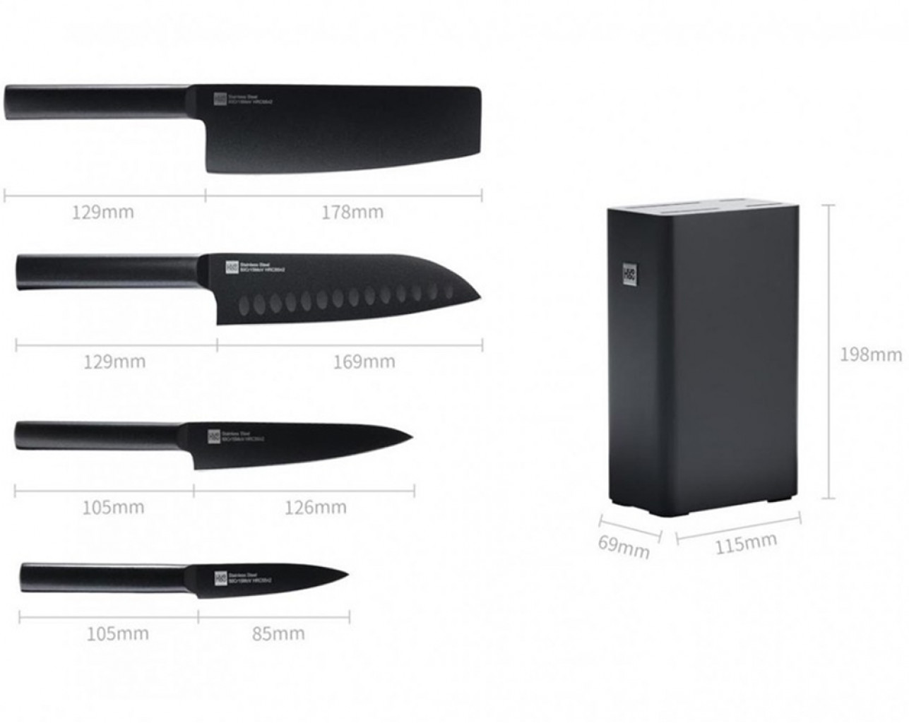 Набор кухонных ножей Xiaomi Huo Hou Heat Cool Non-stick Knife Set (HU0076)