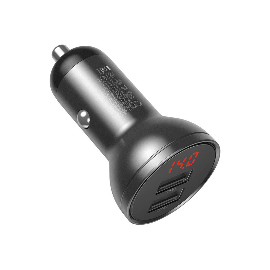 Автомобильное зарядное устройство Baseus Dual USB-A Car Charger 24W 4.8A (CCBX-0G)