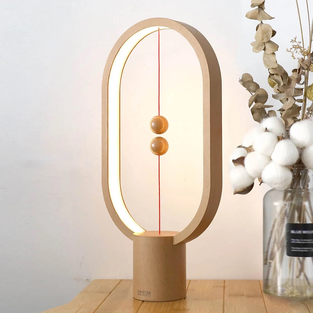 Настольная лампа с левитирующим выключателем Xiaomi Allocacoc Heng Balance Lamp Ellipse Light Wood (DH0037LW)