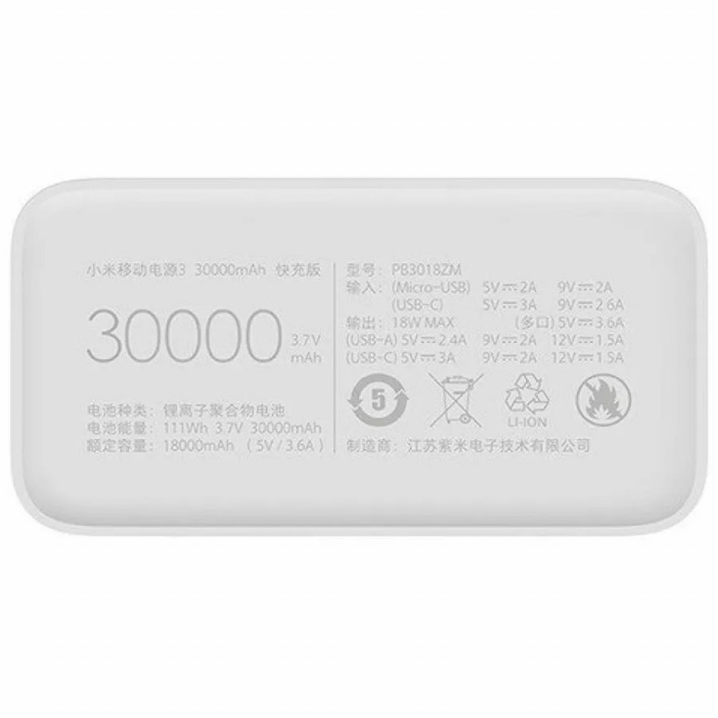 Внешний аккумулятор Xiaomi Mi Power Bank 3 30000 mAh (PB3018ZM/BHR9126GL) Внешний аккумулятор Xiaomi Mi Power Bank 3 30000 mAh (PB3018ZM/BHR9126GL)