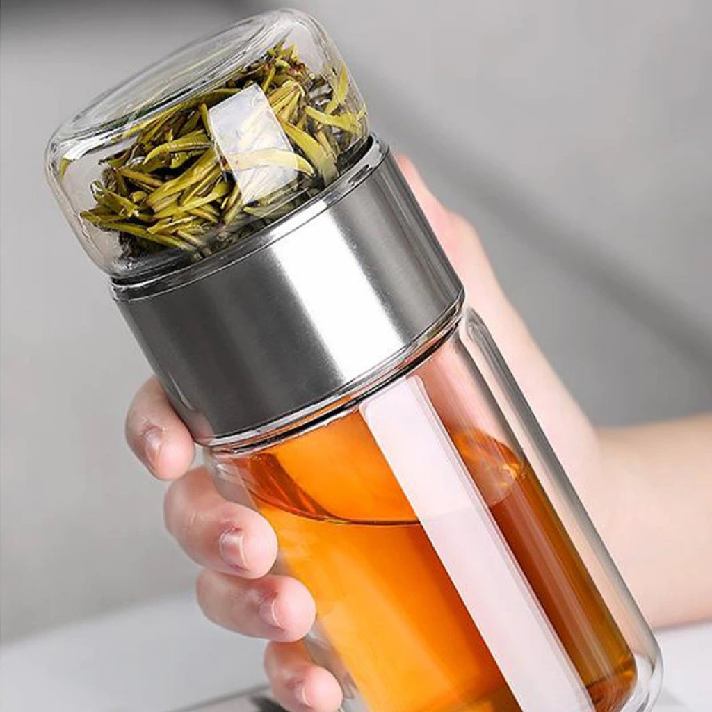 Чайная бутылка с двойным стеклом ситечком Xiaomi Qwerty Tea Bottle With Double Glass