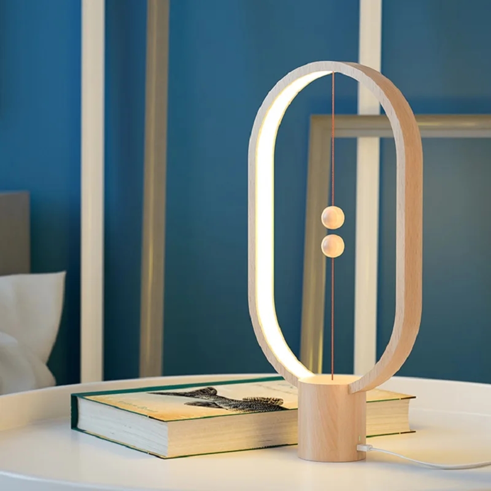 Настольная лампа с левитирующим выключателем Xiaomi Allocacoc Heng Balance Lamp Ellipse Light Wood (DH0037LW)