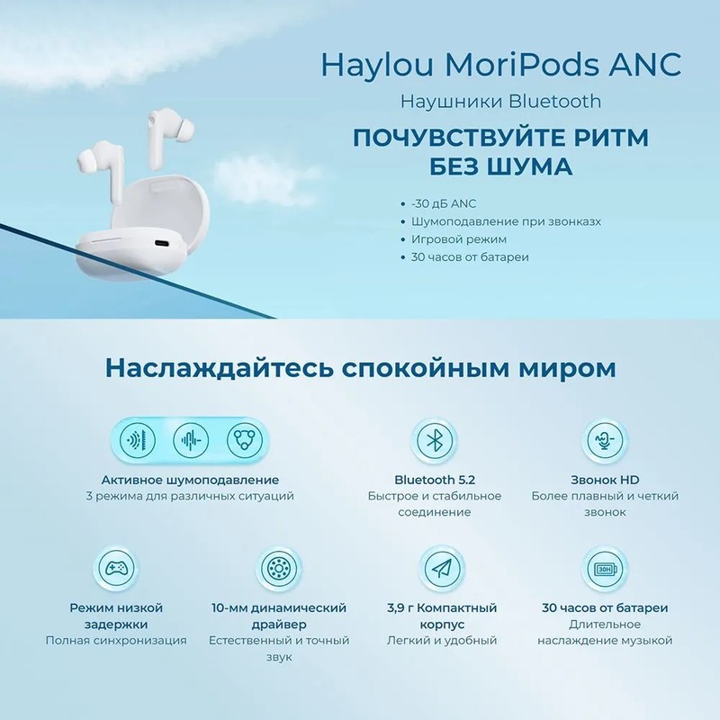 Беспроводные наушники Xiaomi Haylou MoriPods ANC Беспроводные наушники Xiaomi Haylou MoriPods ANC