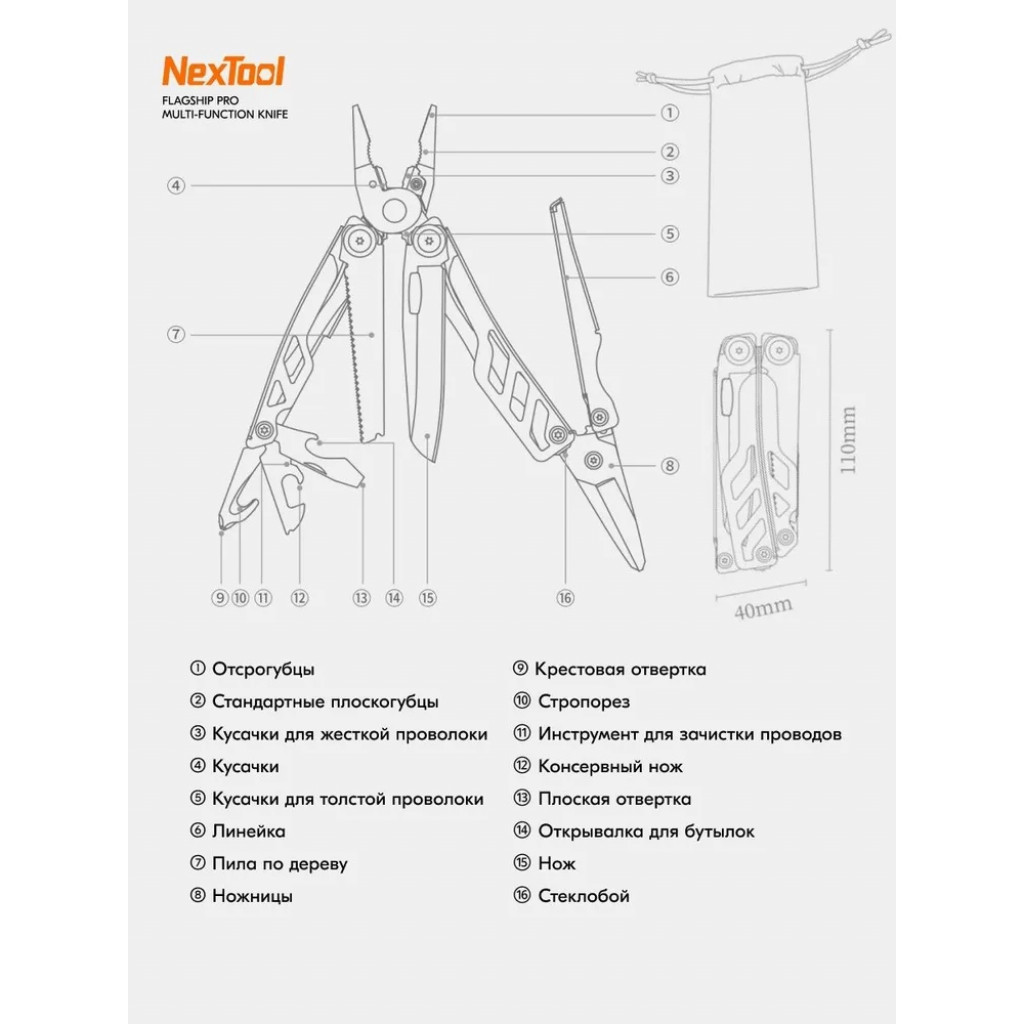 Мультитул Xiaomi NexTool Flagship Pro (NE20286) Мультитул Xiaomi NexTool Flagship Pro (NE20286)