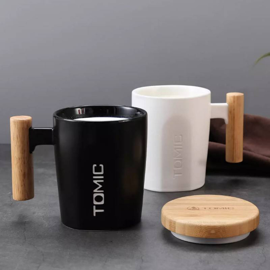 Керамическая кружка Xiaomi Tomic Ceramic Cup With Bamboo Cover And Wooden Handle