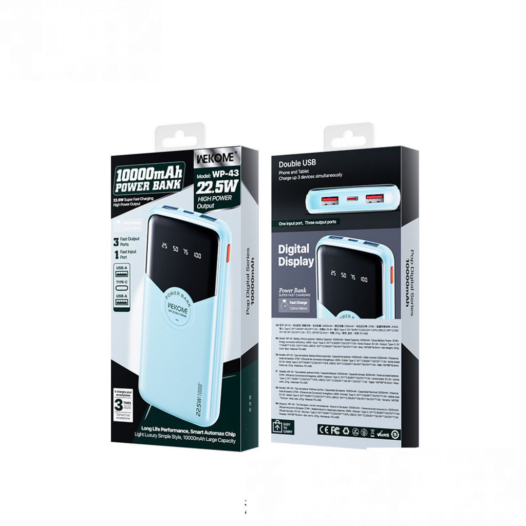 Внешний аккумулятор WEKOME Power Bank 10000mAh (WP-43) Внешний аккумулятор WEKOME Power Bank 10000mAh (WP-43)